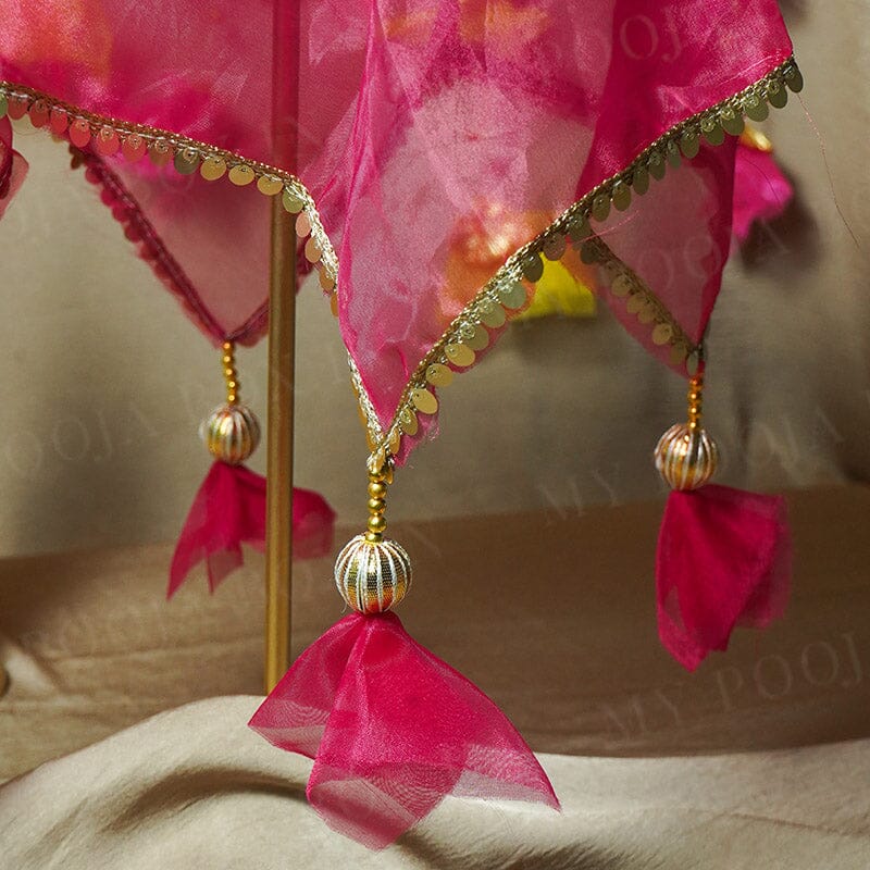 Pink Luxury Karwa Chauth Thali Set With Thali Cover