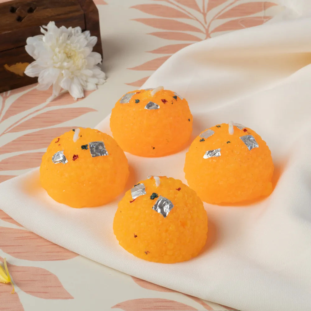 Farmaishy Sweet Laddu Candle Set of 4