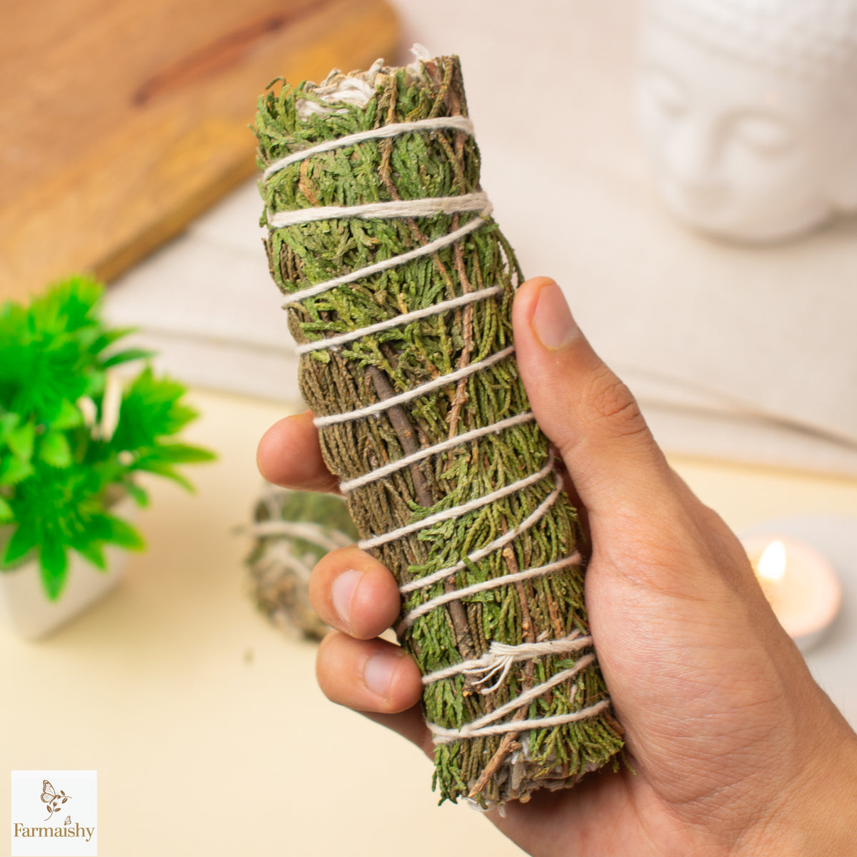 Farmaishy Natural Cedar Sage Smudge Stick for Meditation and Purification