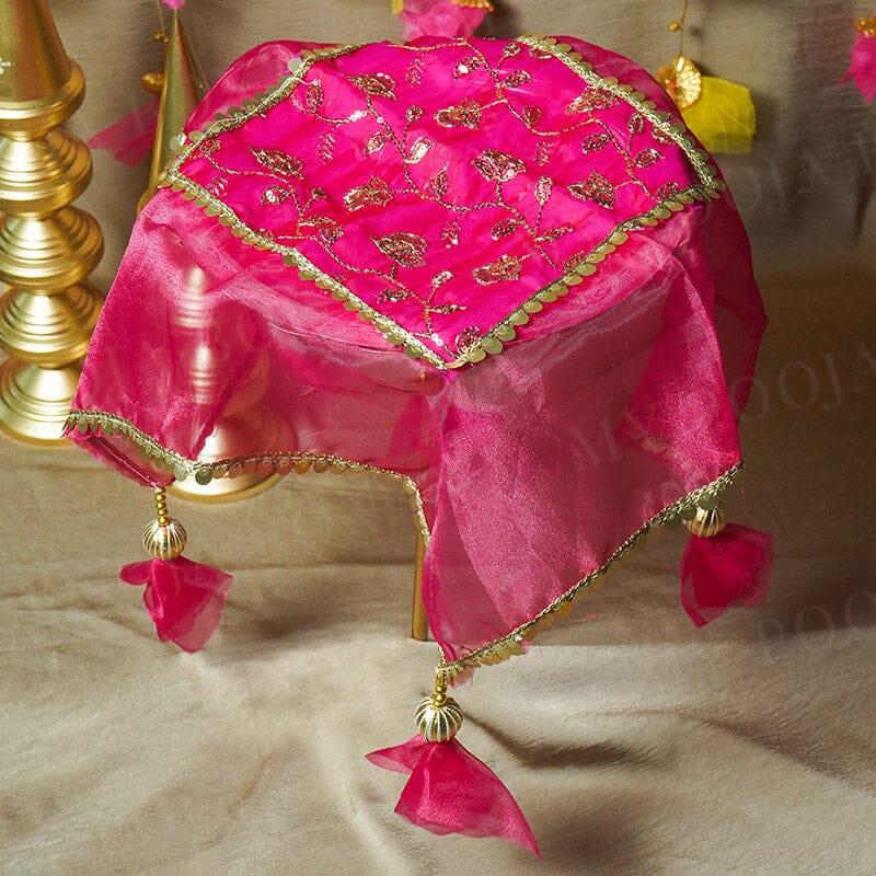 Pink Luxury Karwa Chauth Thali Set With Thali Cover