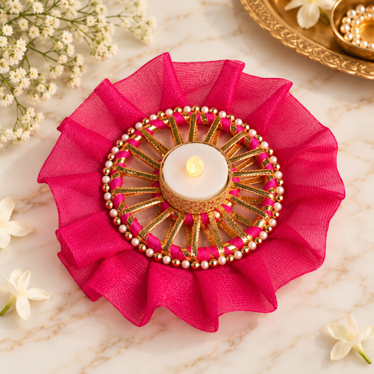 Pink Frill T-light Candle Holder