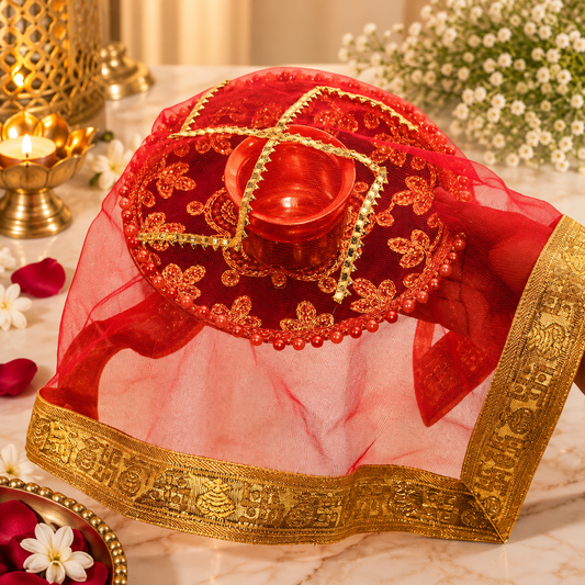 Red Swastik Thali Cover