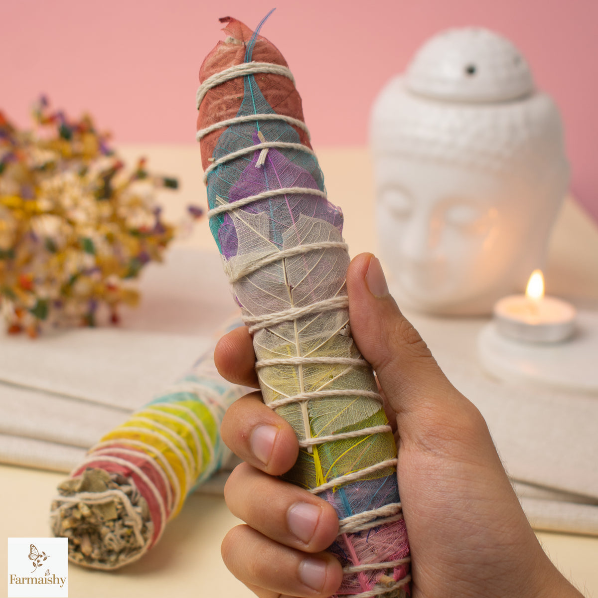 Farmaishy Natural Seven Chakras Sage Smudge Stick for Spiritual Cleansing