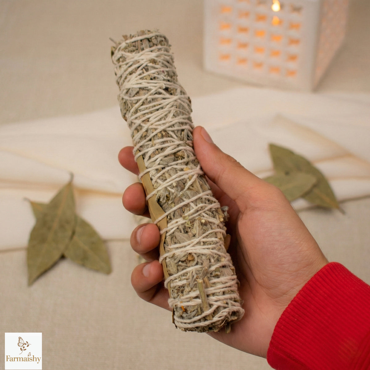 Farmaishy Natural Bay Leaf & Sage Smudge Stick for Cleansing