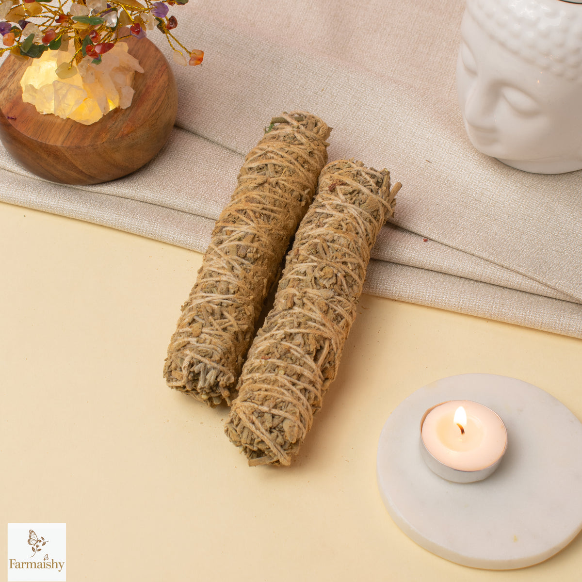 Farmaishy Natural Cleansing & Aromatic Herbal Camphor Sandalwood Smudge Sticks