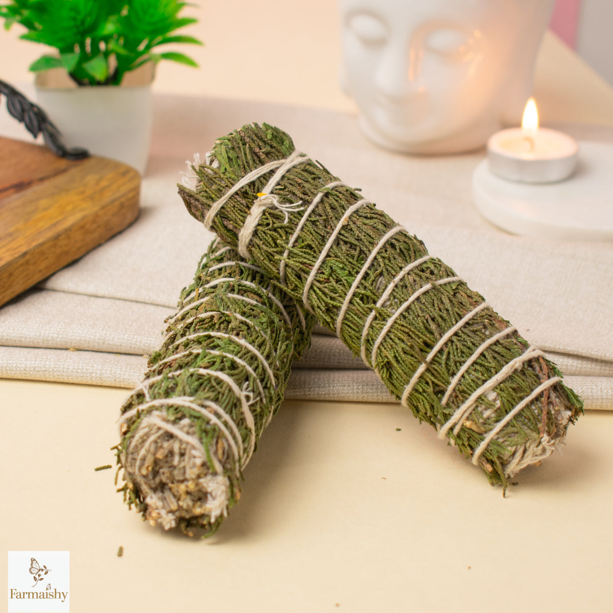 Farmaishy Natural Cedar Sage Smudge Stick for Meditation and Purification