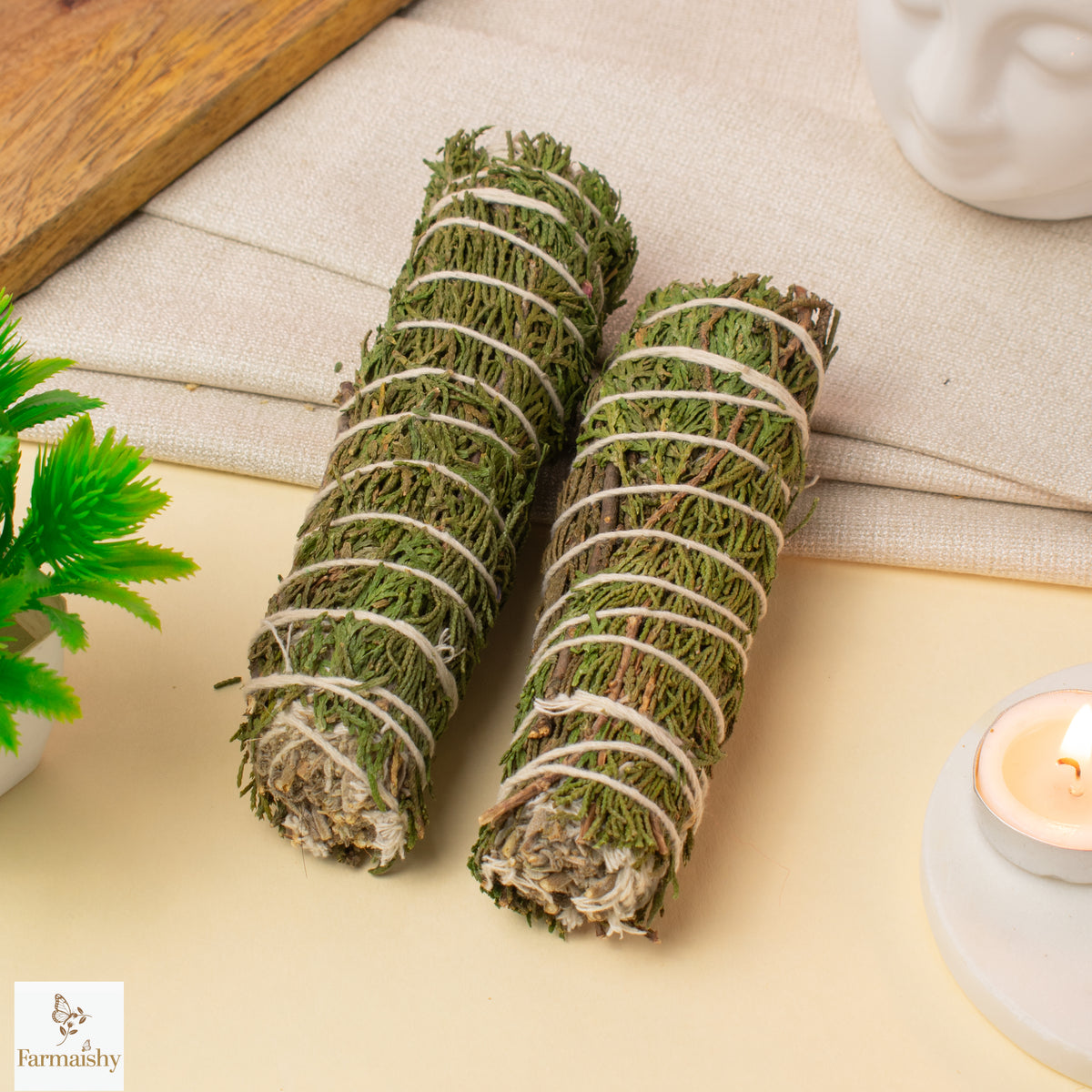 Farmaishy Natural Cedar Sage Smudge Stick for Meditation and Purification
