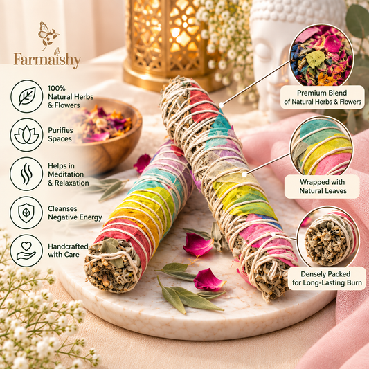 Farmaishy Natural Seven Chakras Sage Smudge Stick for Spiritual Cleansing