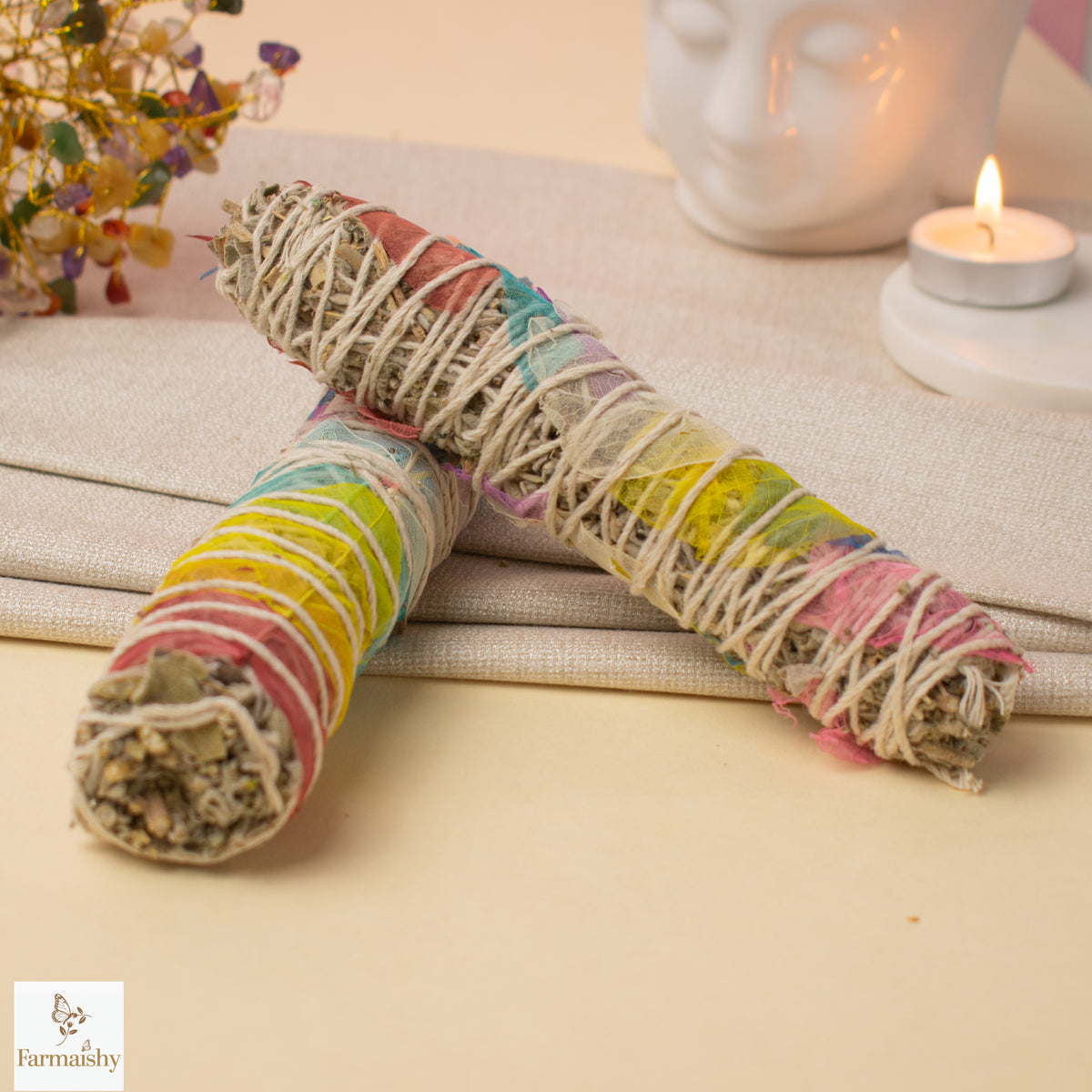 Farmaishy Natural Seven Chakras Sage Smudge Stick for Spiritual Cleansing