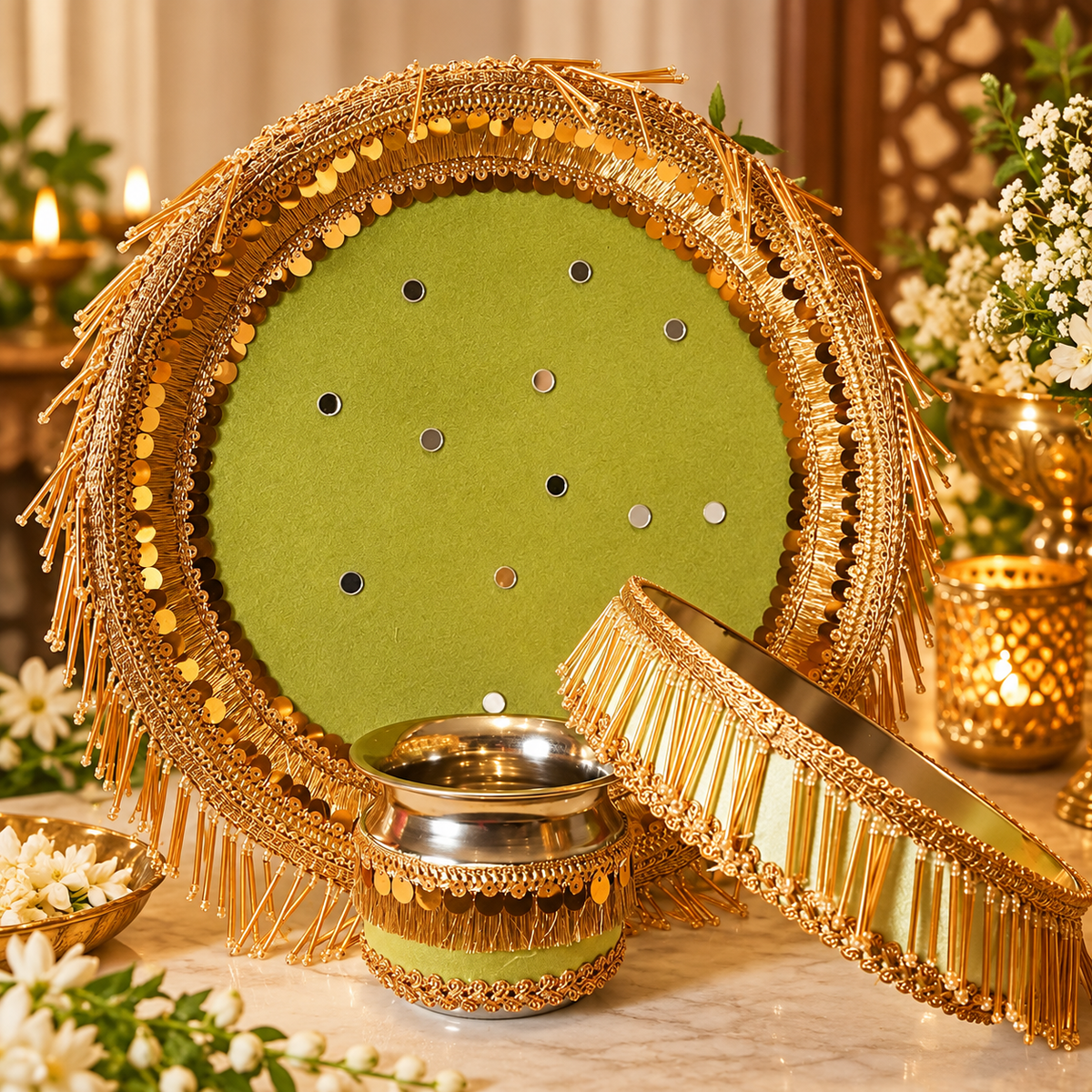 Elegant Green Karwa Chauth Thali Set