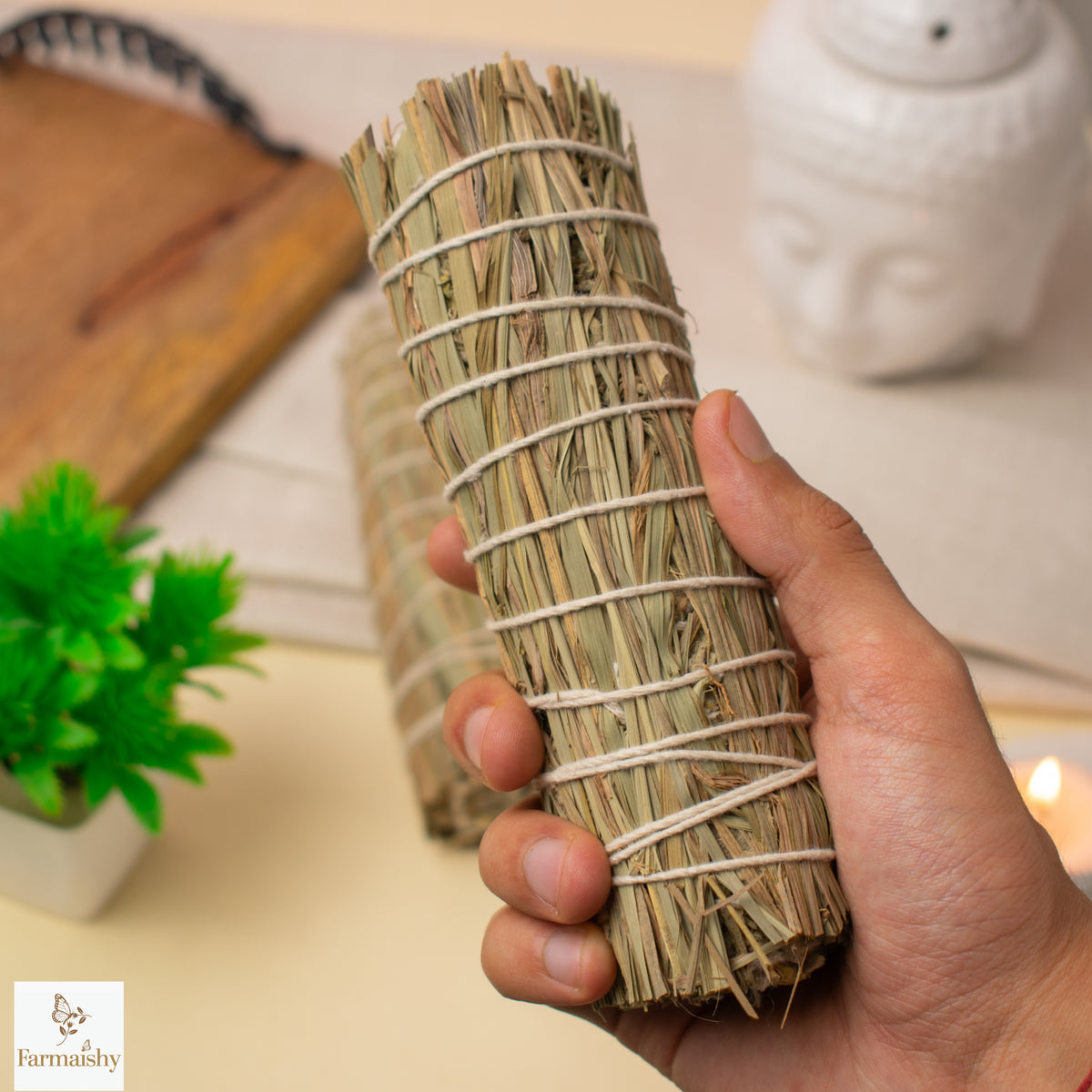 Farmaishy Mullein Mugwort Lemongrass Herbal Blend Sage Smudge Stick for Spiritual Cleansing