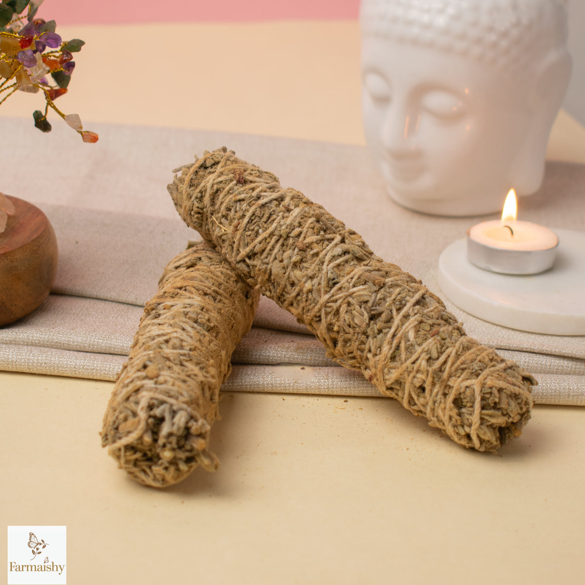 Farmaishy Natural Cleansing & Aromatic Herbal Camphor Sandalwood Smudge Sticks