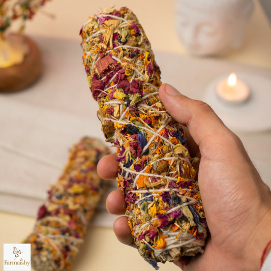 Farmaishy Natural Mix Flower Sage Smudge Stick for Spiritual Cleansing