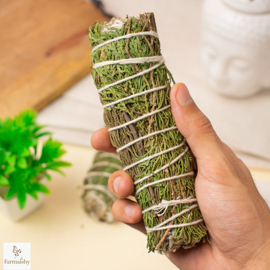 Farmaishy Natural Cedar Sage Smudge Stick for Meditation and Purification