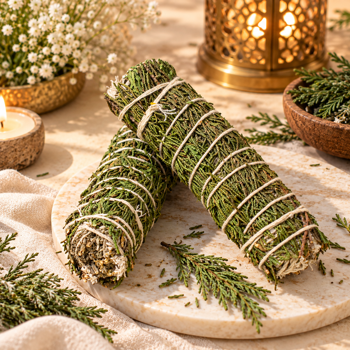 Farmaishy Natural Cedar Sage Smudge Stick for Meditation and Purification