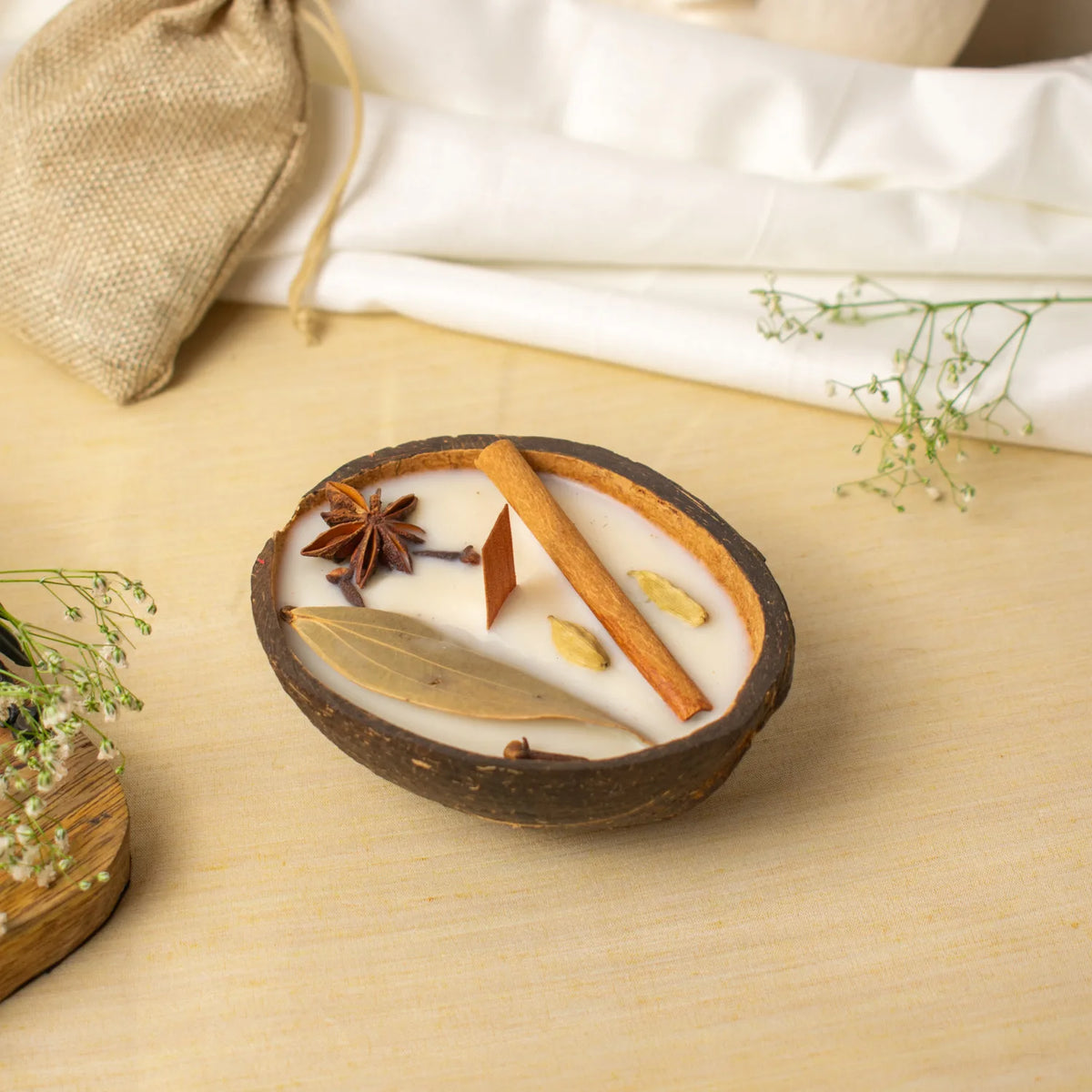 Farmaishy Natural Self Care Coconut Shell Candle