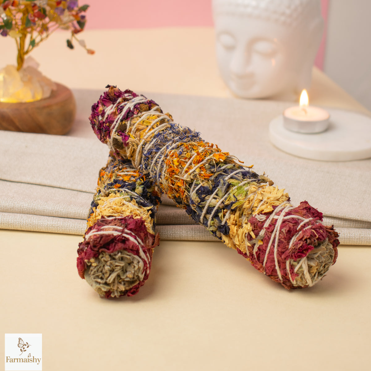 Farmaishy Natural Mix Flower Cleansing & Chakra Healing Sage Smudge Sticks