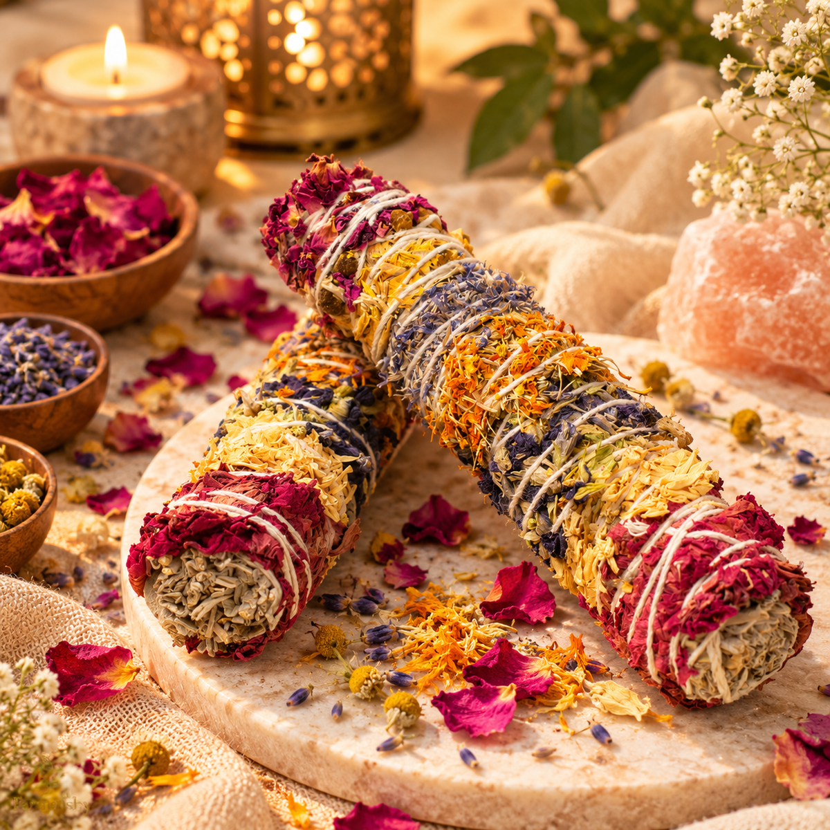 Farmaishy Natural Mix Flower Cleansing & Chakra Healing Sage Smudge Sticks