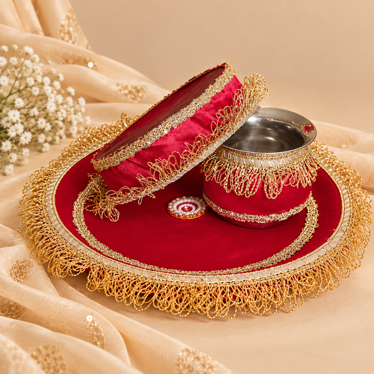 Raani Pink Karwa Chauth Thali Set