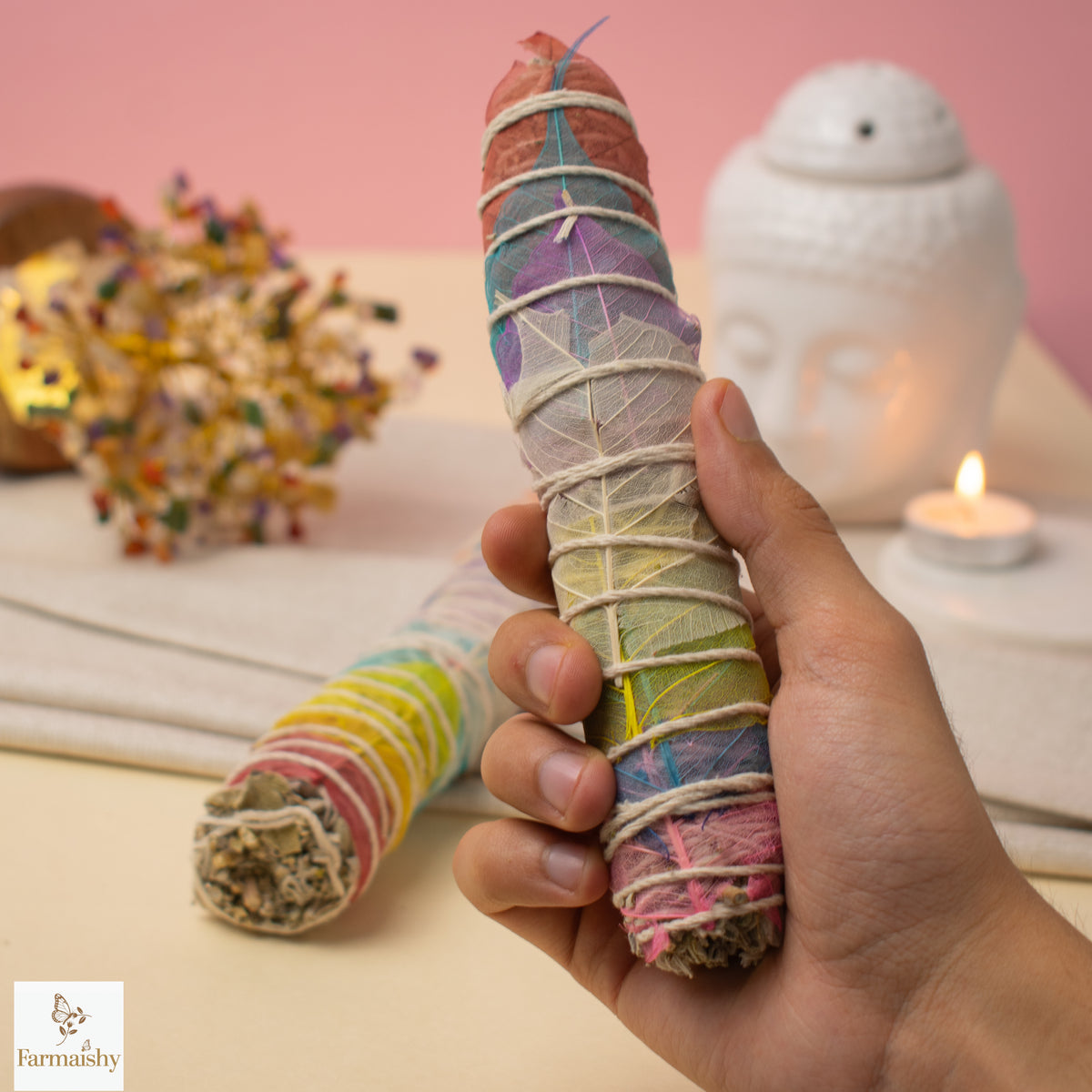 Farmaishy Natural Seven Chakras Sage Smudge Stick for Spiritual Cleansing