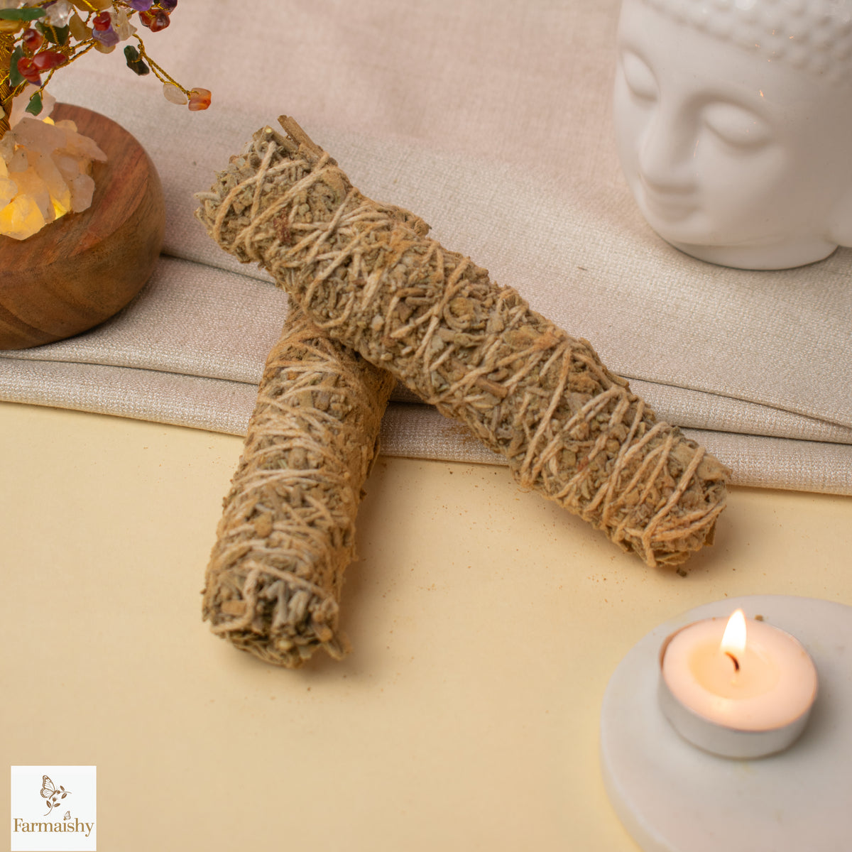 Farmaishy Natural Cleansing & Aromatic Herbal Camphor Sandalwood Smudge Sticks