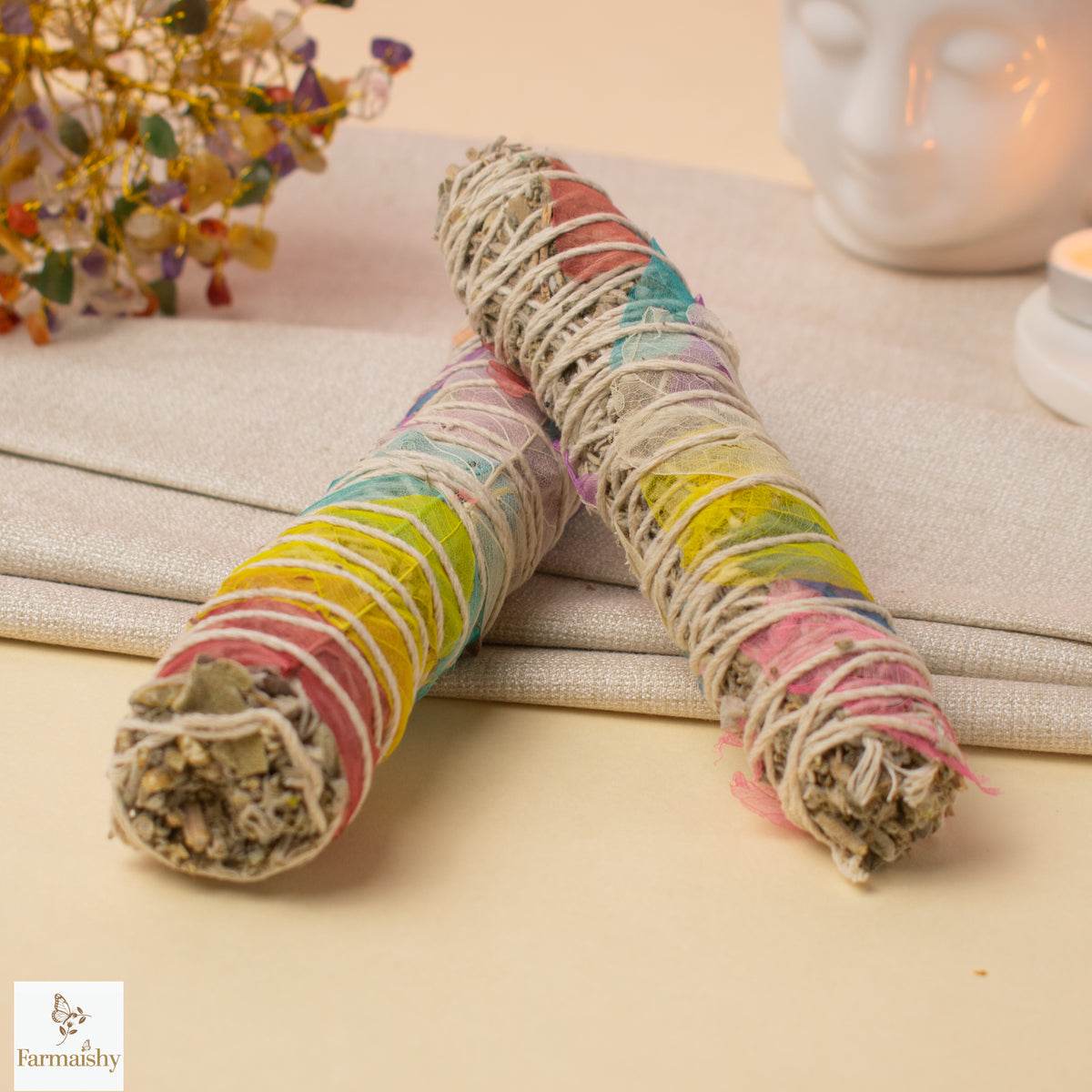 Farmaishy Natural Seven Chakras Sage Smudge Stick for Spiritual Cleansing