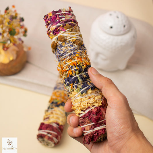 Farmaishy Natural Mix Flower Cleansing & Chakra Healing Sage Smudge Sticks